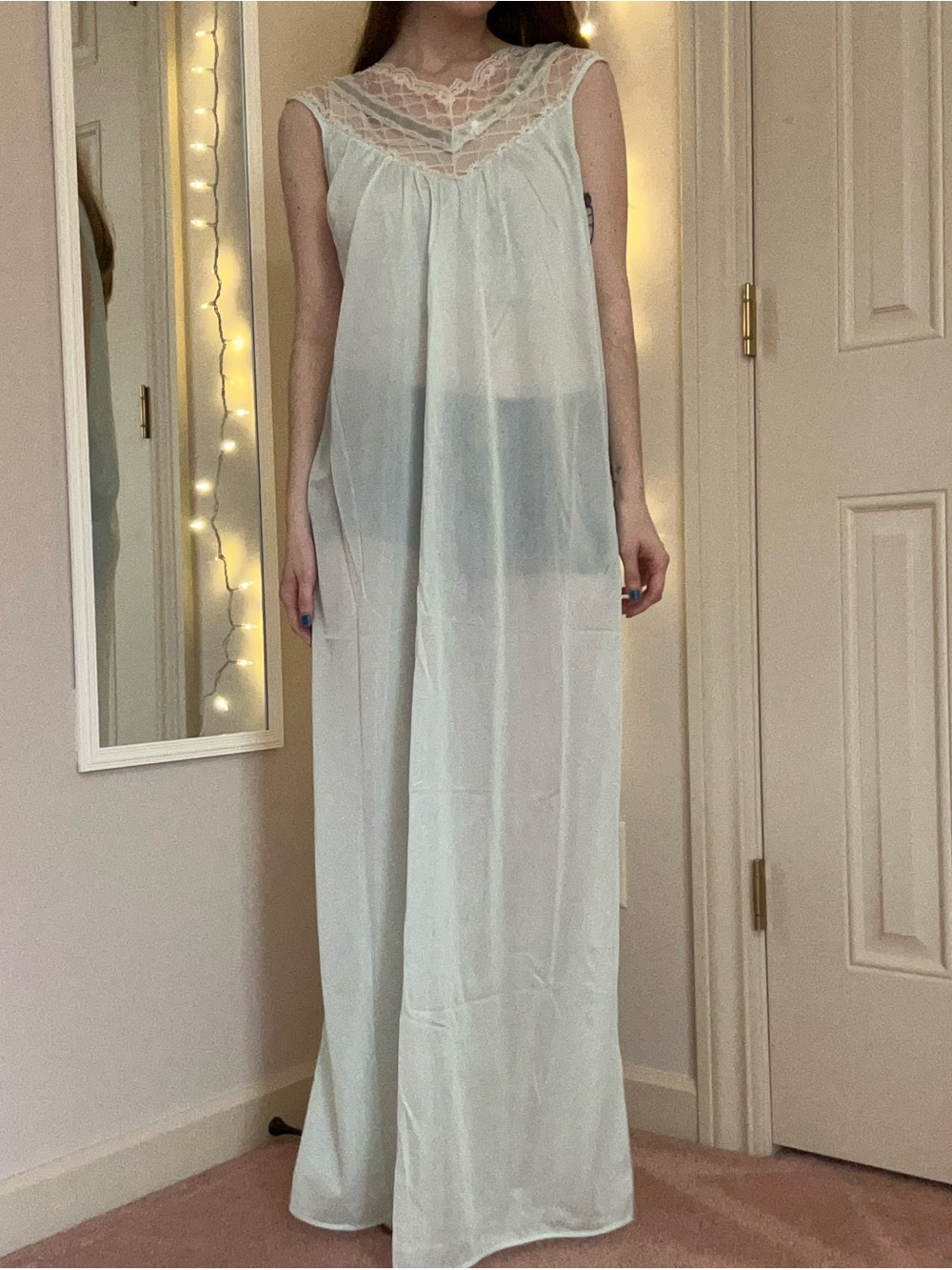 Vintage Blue and White Lace Night Gown